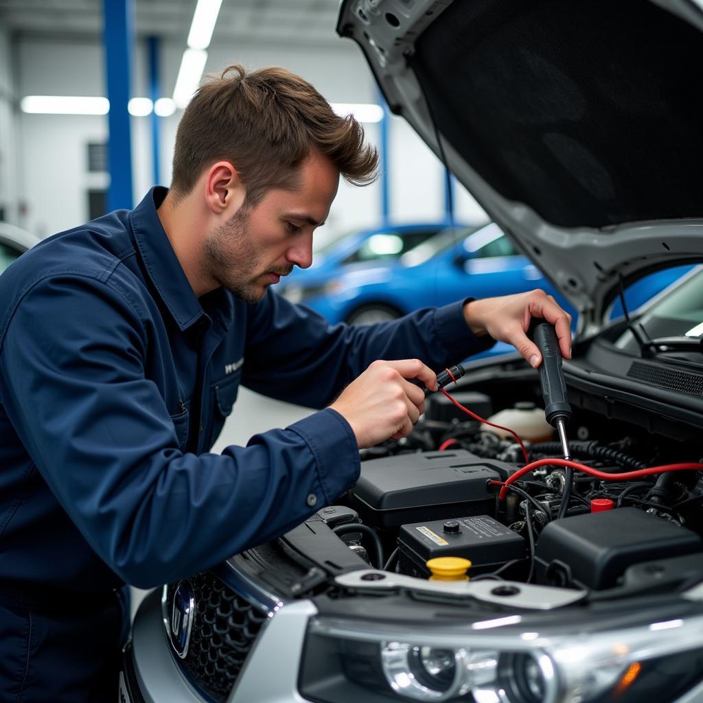 Skilled technician working on a car in Miami