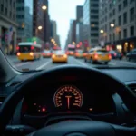 Car stuck in Midtown Manhattan traffic