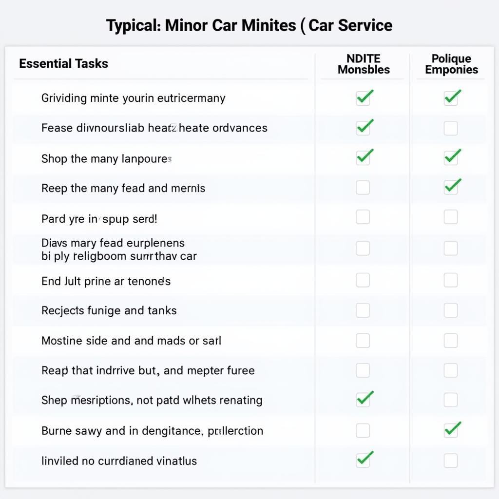 Minor Car Service Checklist