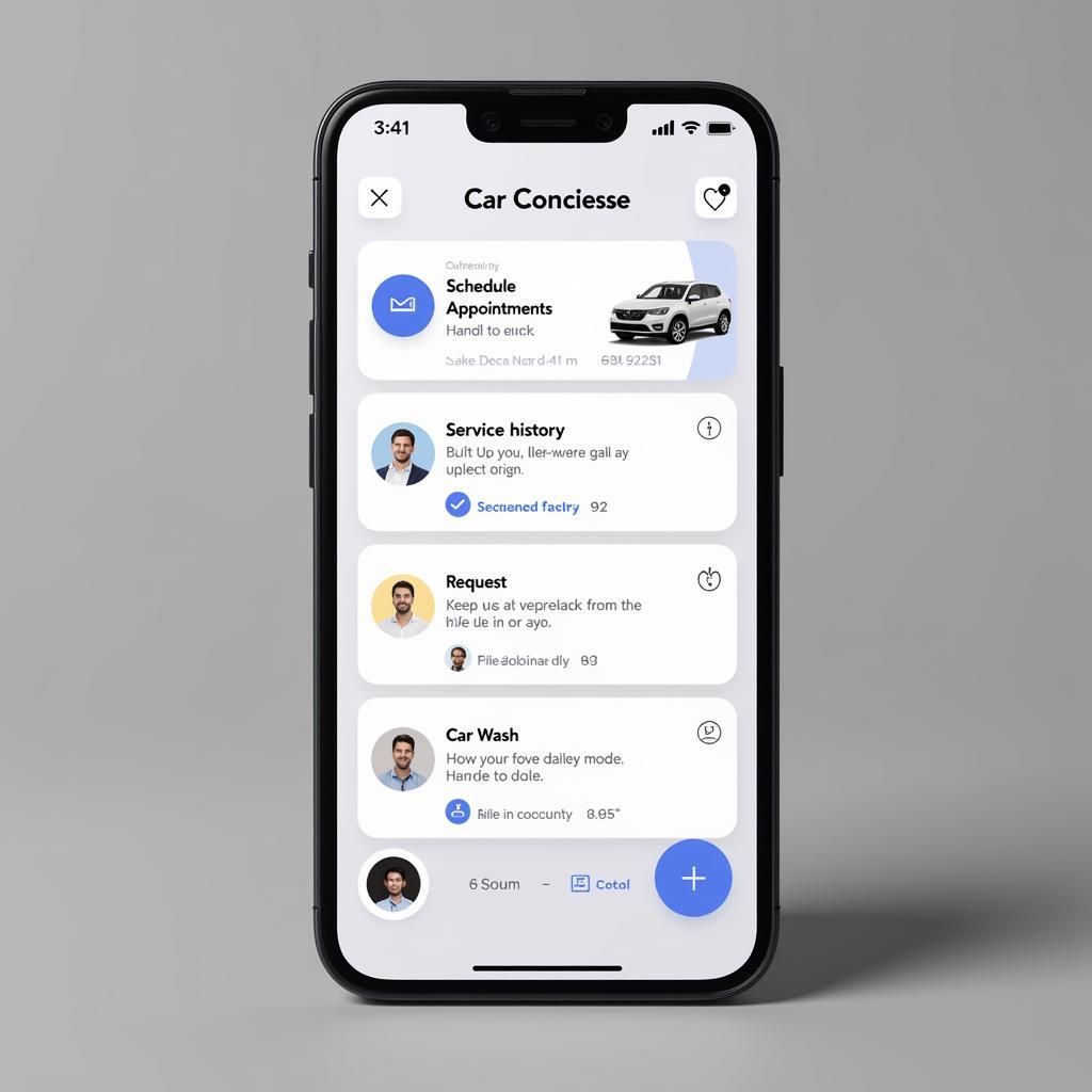 Mobile App Interface for Car Concierge Service