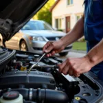 Mobile Mechanic Servicing a Vehicle in a Driveway