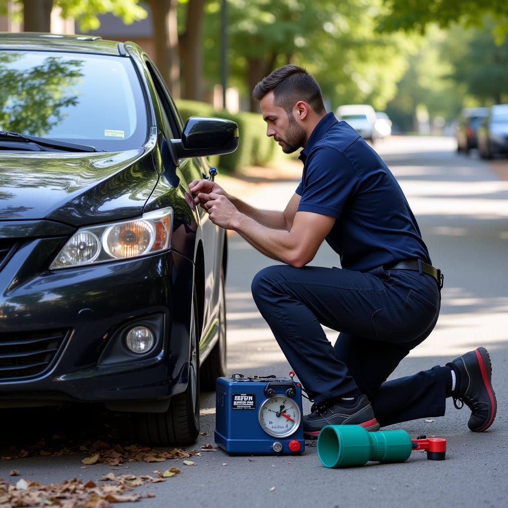 24hr mobile mechanic service repairing a car