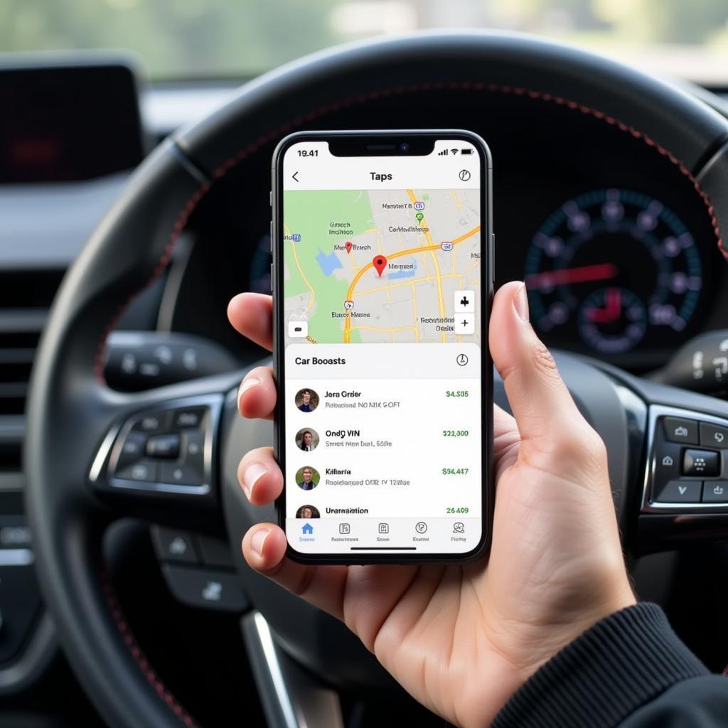 Finding a car boosting service using a mobile phone app