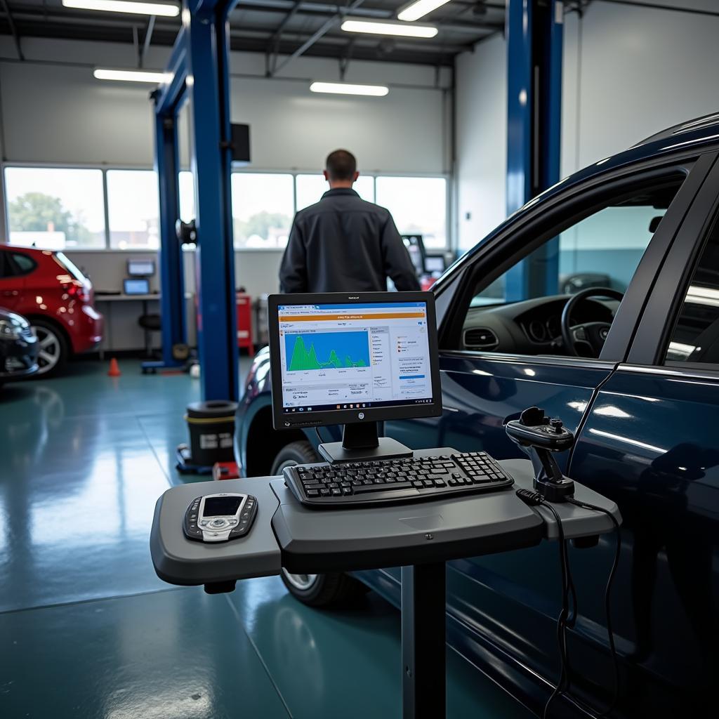 Advanced car diagnostic equipment in a Bloomfield Hills service center