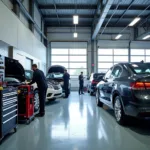 Modern Car Service Center with Mechanic