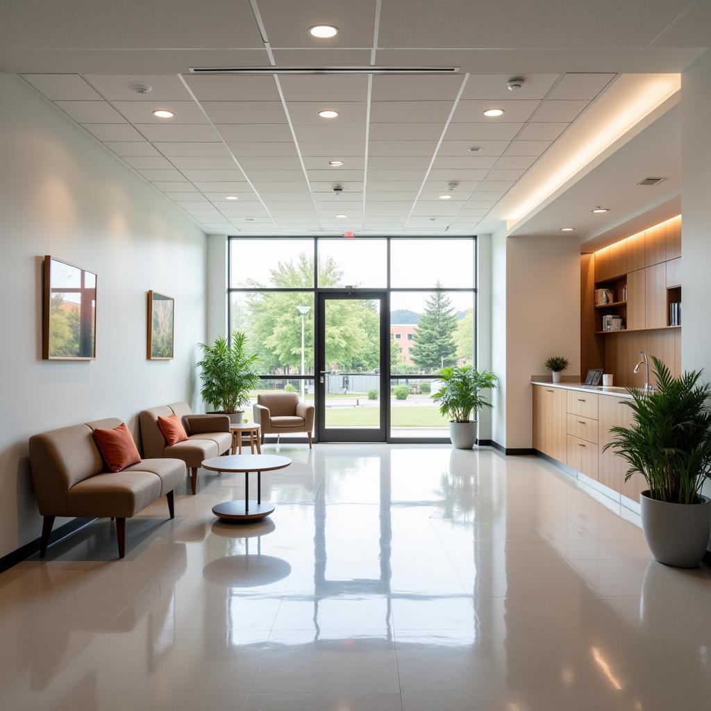 Bright and welcoming waiting area in a healthcare facility