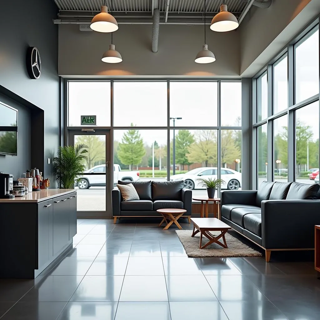 Comfortable and modern waiting area in a Mercedes-Benz service center