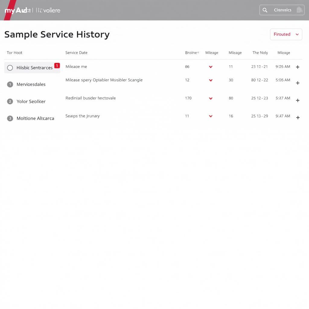 MyAudi Portal Service History