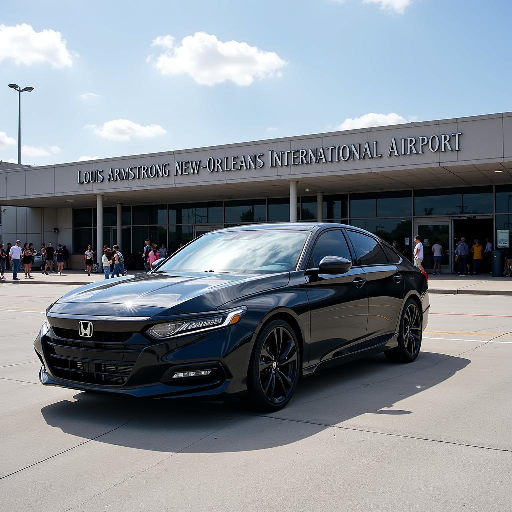 Modern car parked at Louis Armstrong New Orleans International Airport