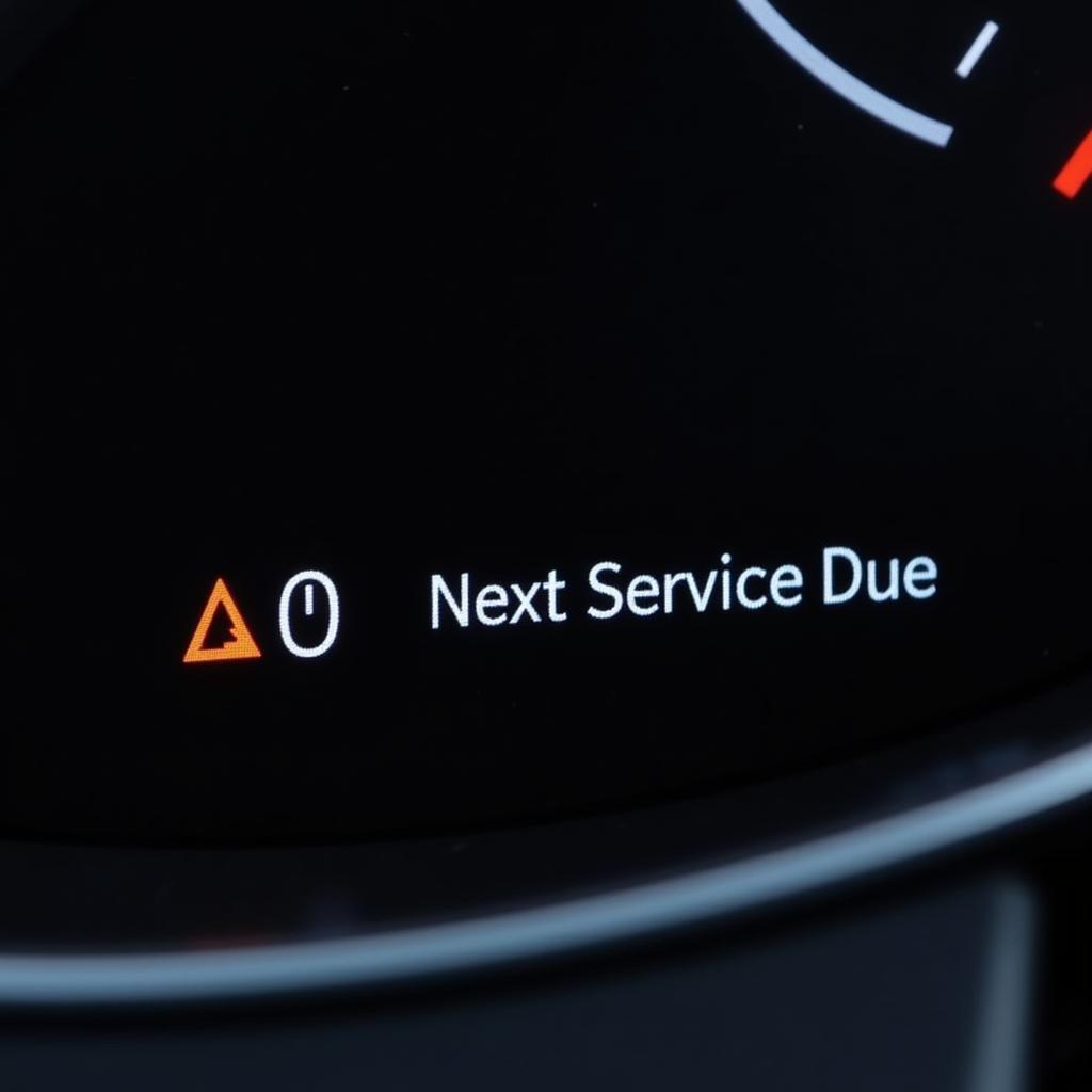 Car dashboard displaying "Next service due" message