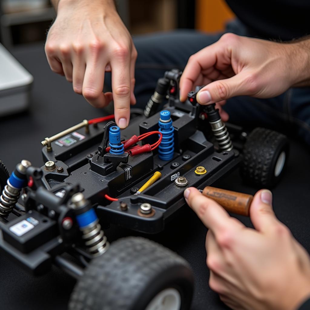 Adjusting nitro RC car suspension