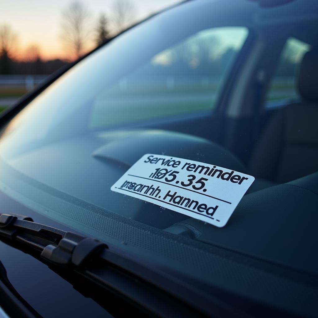 Car Windshield with Oil Change Reminder Sticker