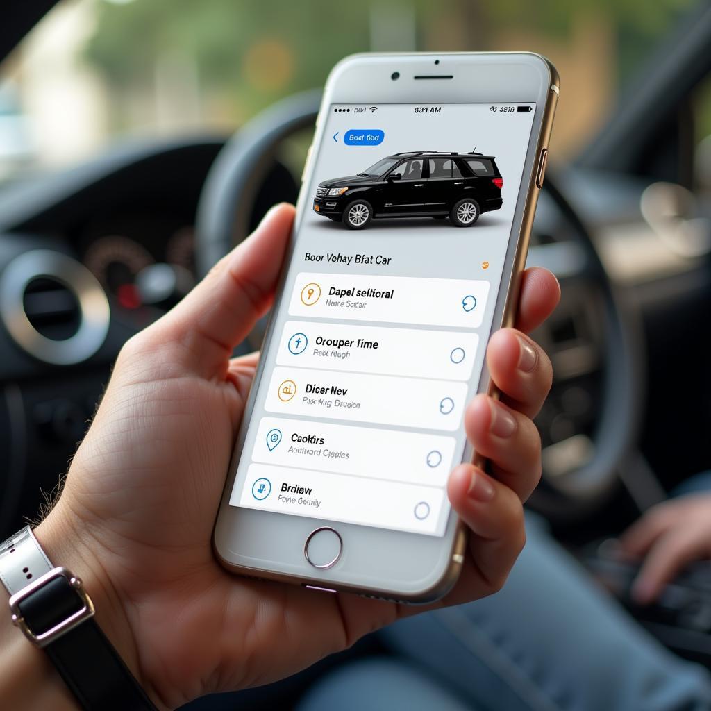 Booking a black car service using a smartphone app