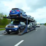 Open Car Transport Carrier on Highway