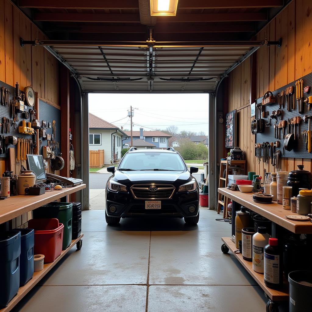 Organized Workspace for Car Servicing