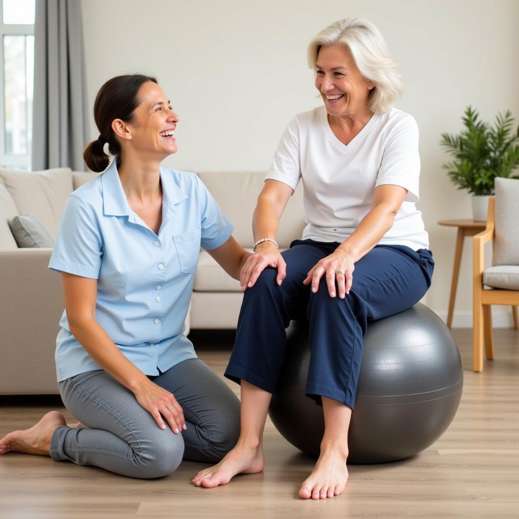 Senior Citizen Performing Exercises with OT Guidance