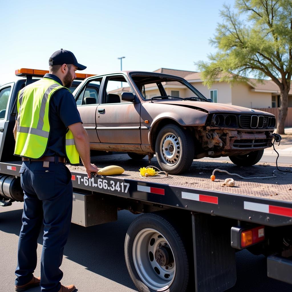 Pahrump Abandoned Car Removal Service Towing a Car