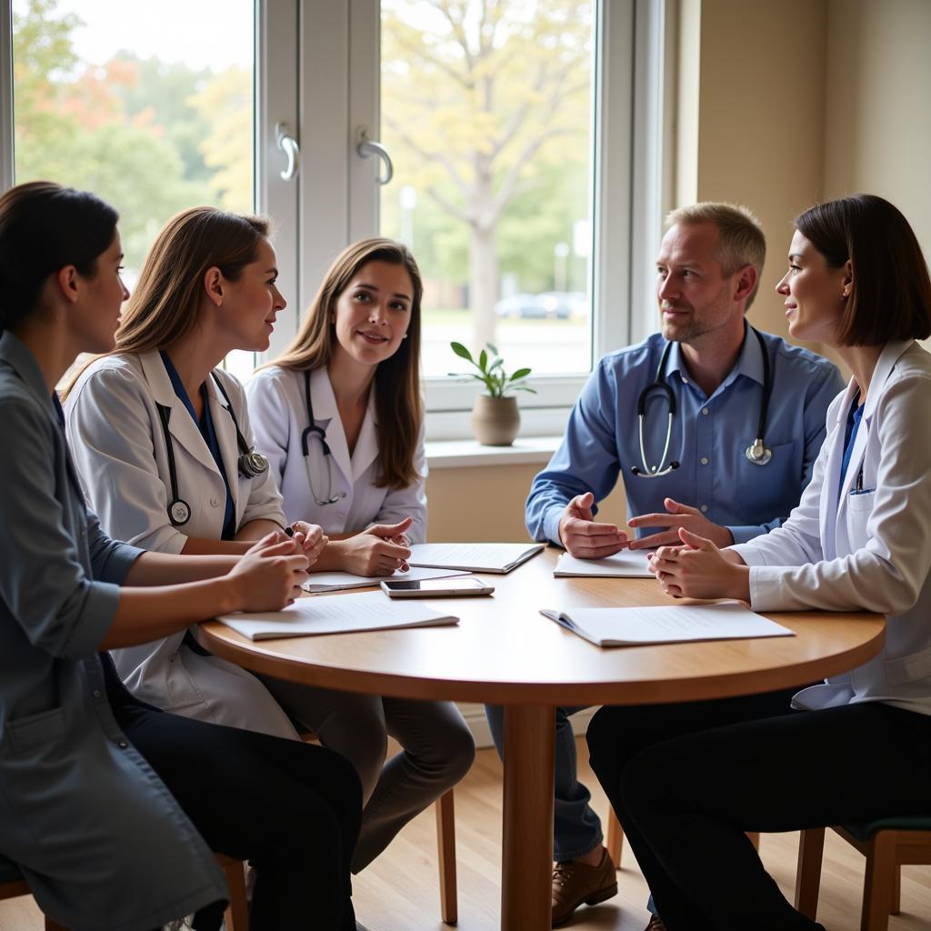 Patient and family meeting with healthcare providers