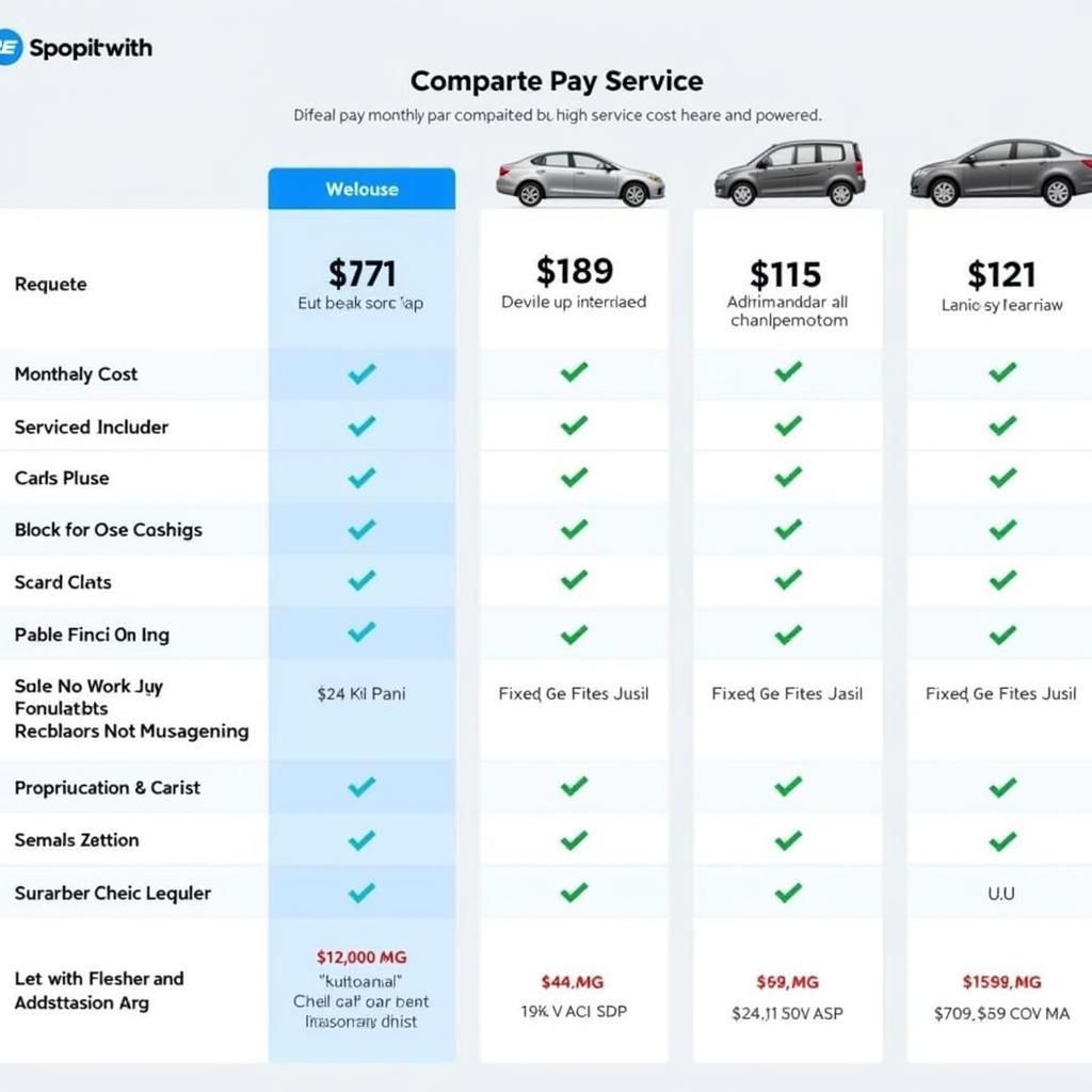 Pay Monthly Car Service Comparison Chart