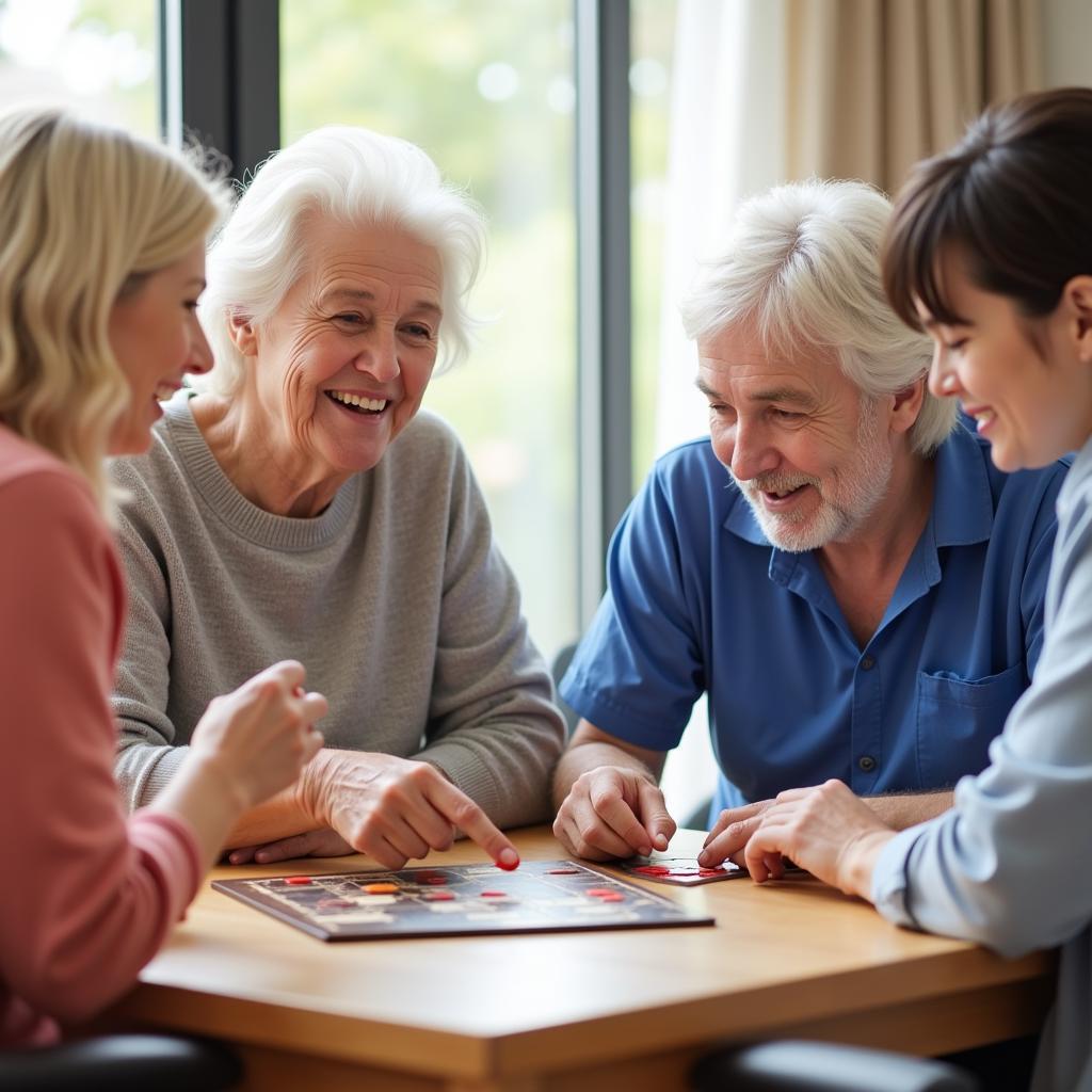 Personal Care Aide Engaging a Senior in Activities