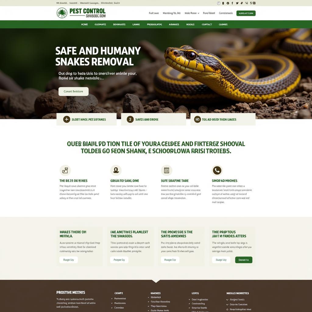 Pest Control Website Highlighting Snake Removal Services