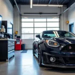 Modern car service garage interior in Peterborough