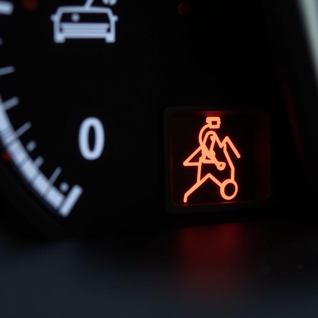 Car dashboard displaying power steering warning light