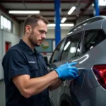 Mechanic Performing Pre-Purchase Car Inspection