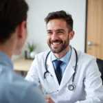 Patient consulting with a primary care doctor