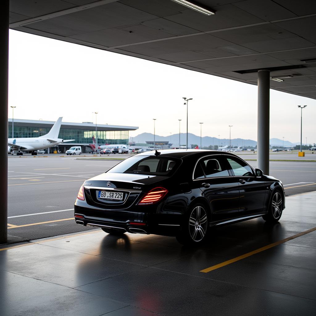 Black Car Arriving at Barcelona Airport