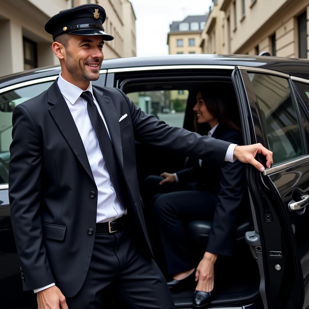 Professional Chauffeur Assisting Passenger