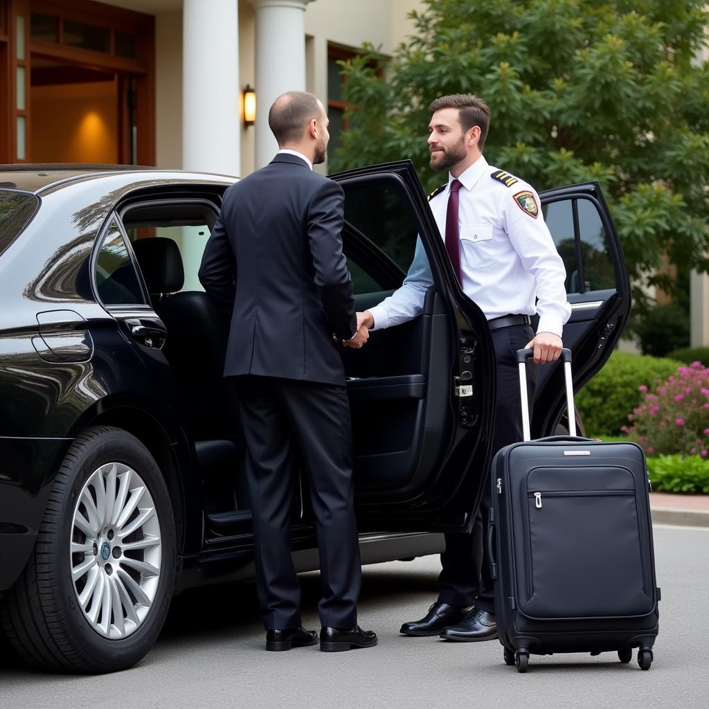 Professional Chauffeur Assisting Passenger