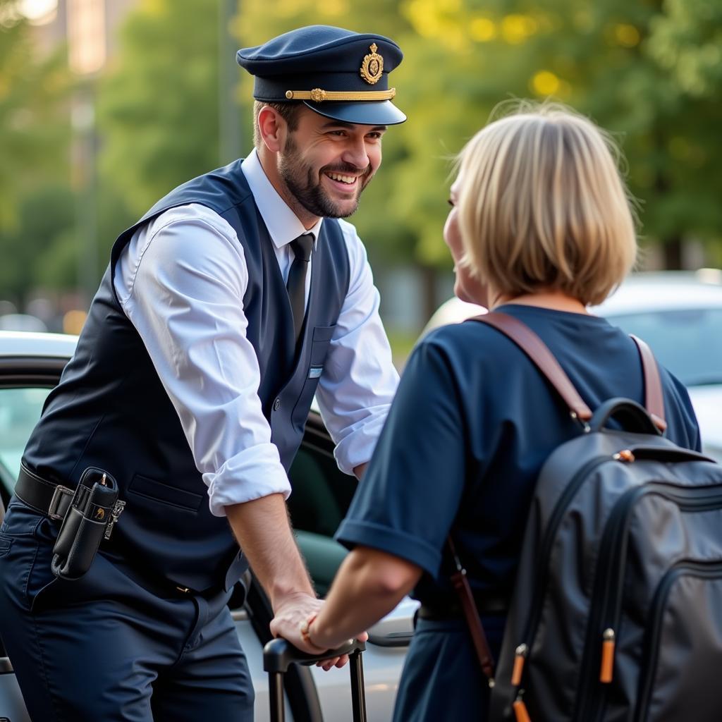 Professional Chauffeur Assisting Passenger