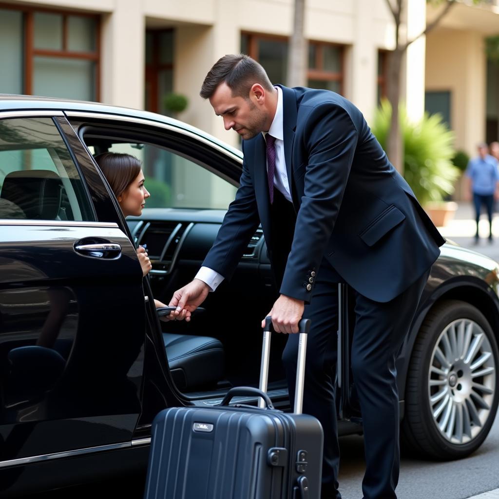 Professional Chauffeur Helping Passenger