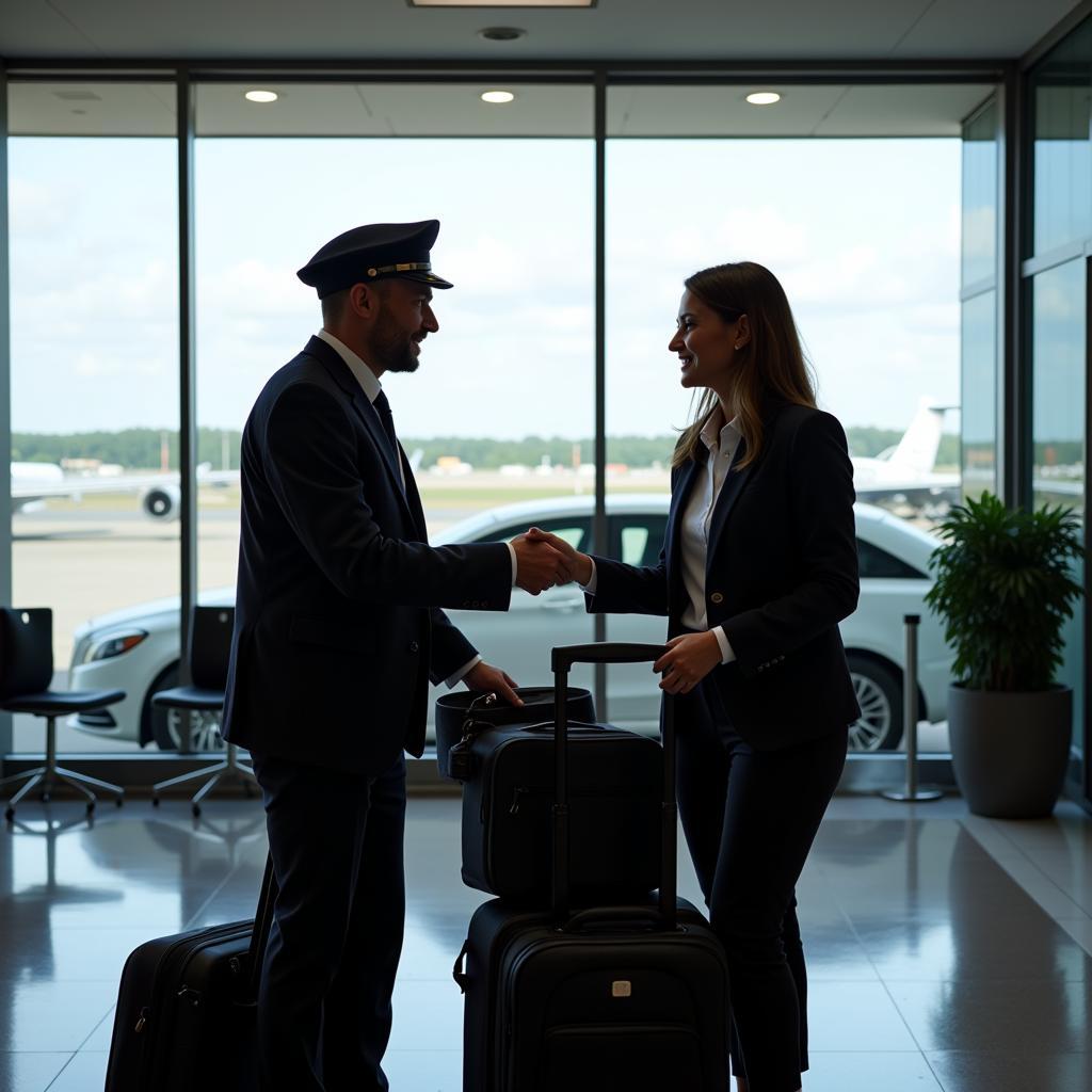 Professional Chauffeur Meeting Client at Airport