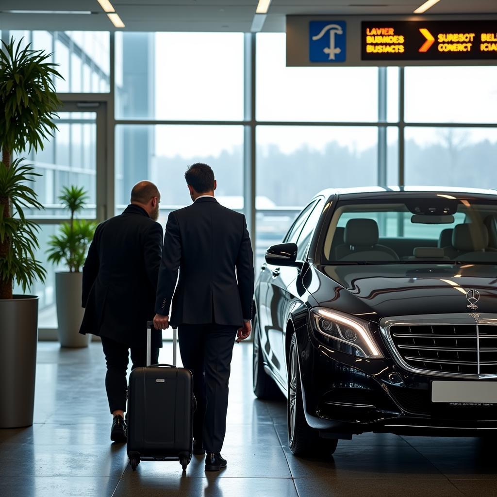 Professional Chauffeur Meeting Client at Heathrow