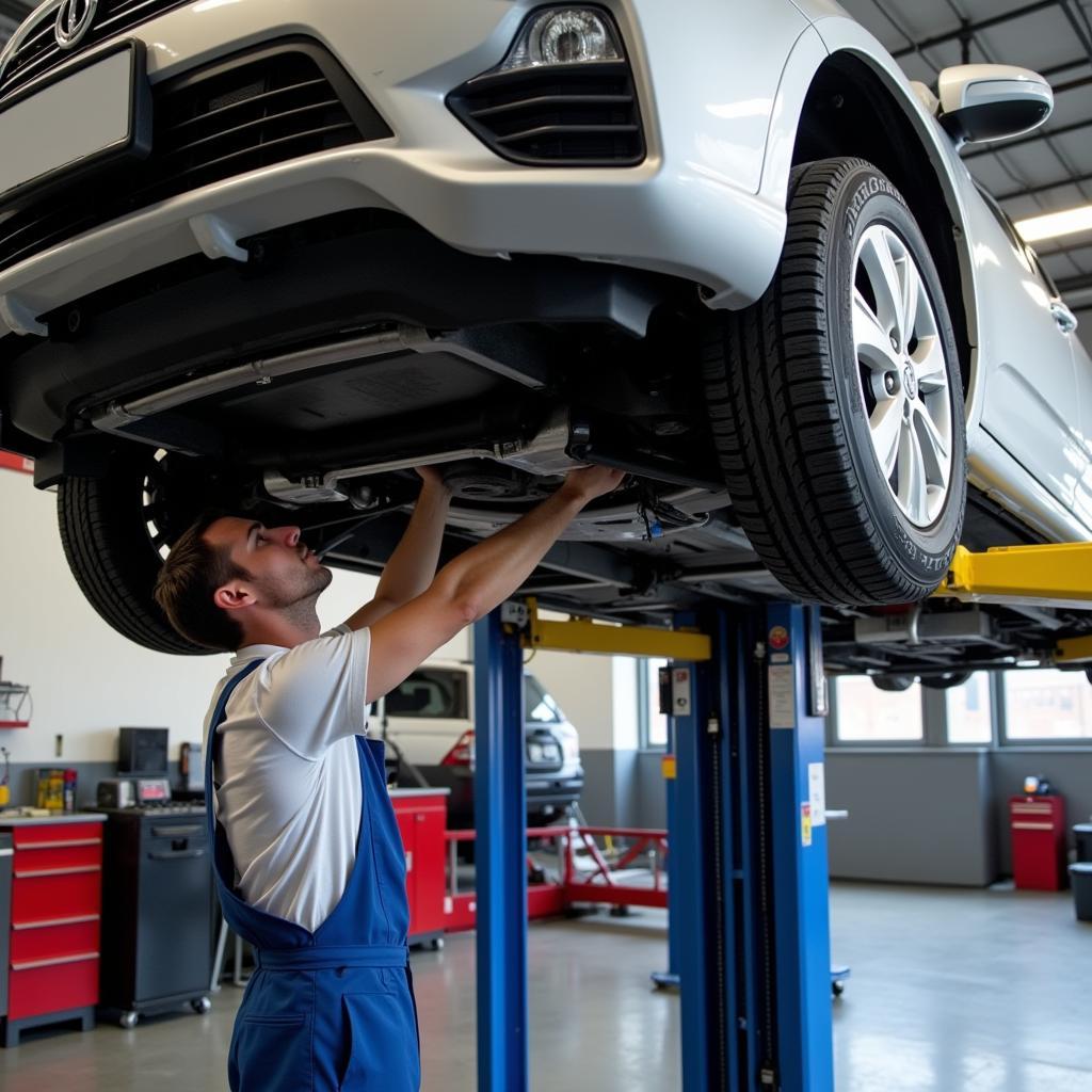 Car on a lift for ESC repair