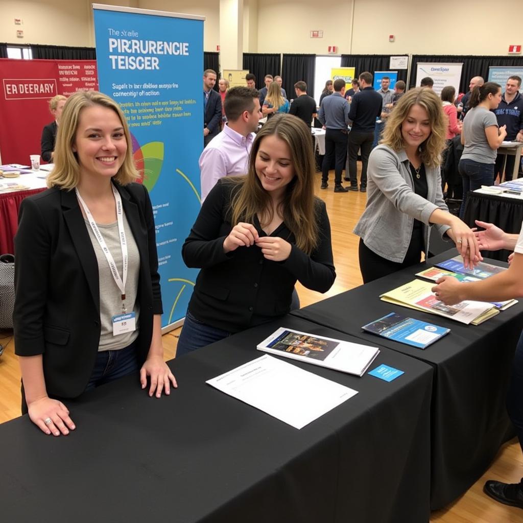 A bustling career fair focused on public service opportunities