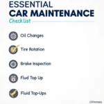 Car service checklist with essential maintenance tasks