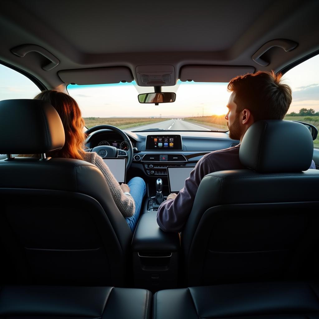 Passengers enjoying a comfortable ride in a car service