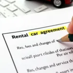 Rental Car Agreement with Fees Highlighted