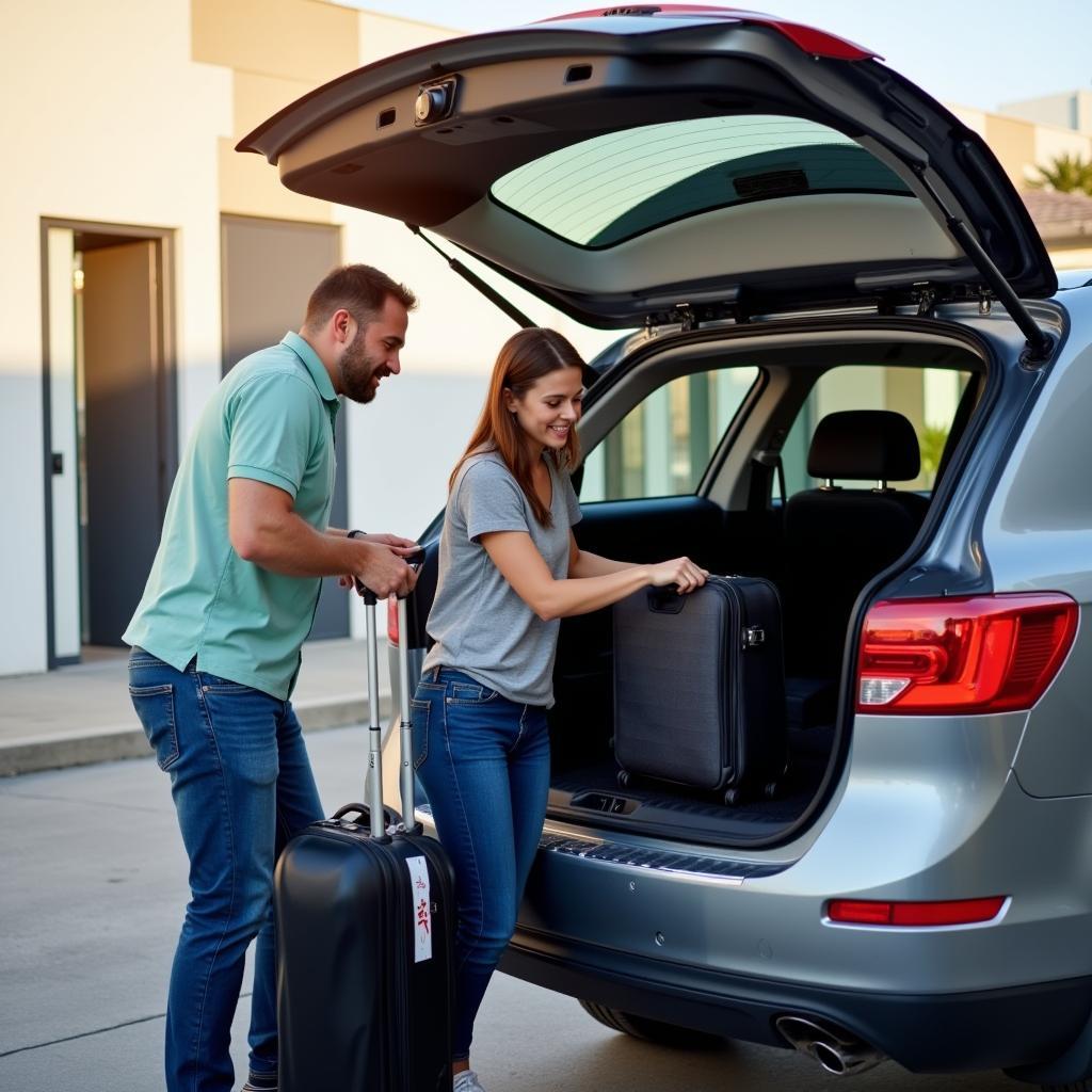 Rental Car Representative Assisting with Luggage