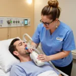 Respiratory Therapist Assisting Patient