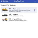 Ridesharing app tow service option