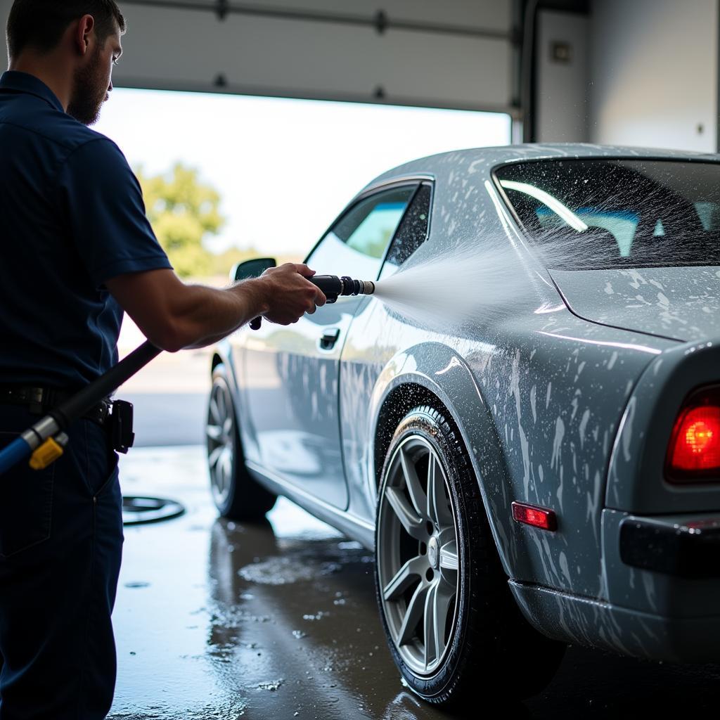 Rinsing Off Car Wax at Self-Service Wash