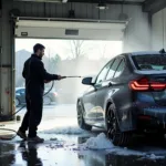 Rinsing Car at Self-Service Wash