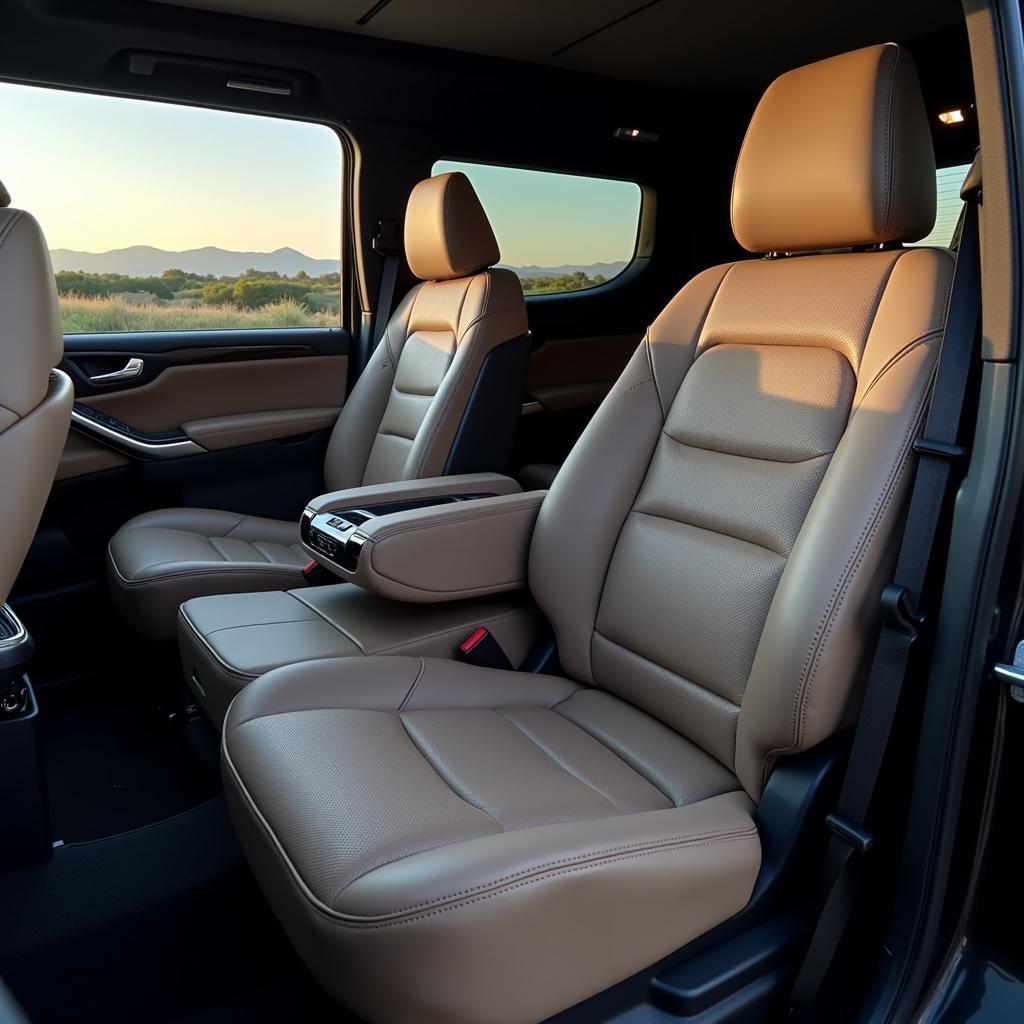 Interior of a spacious and luxurious SUV