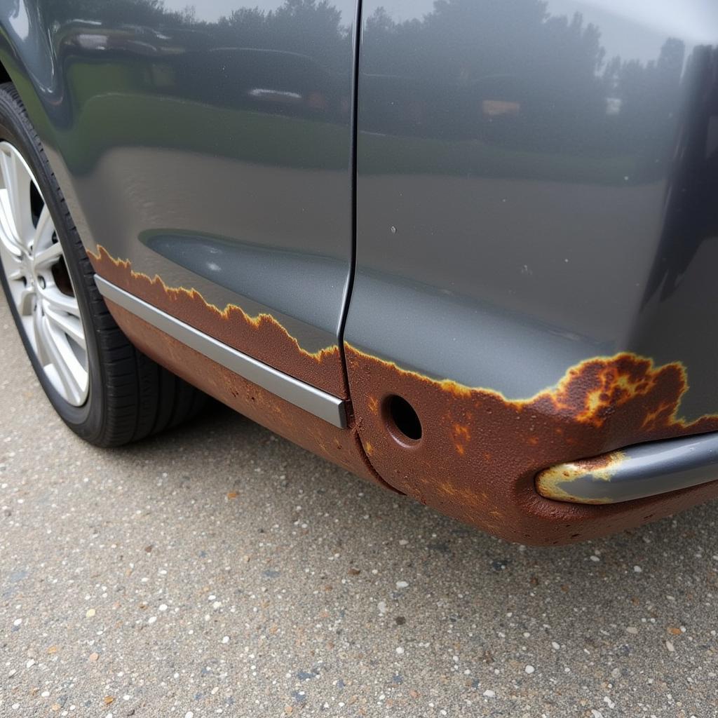 Rusted Car Body Panel Leading to Water Leak