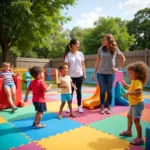 Children playing in a safe and supervised play area