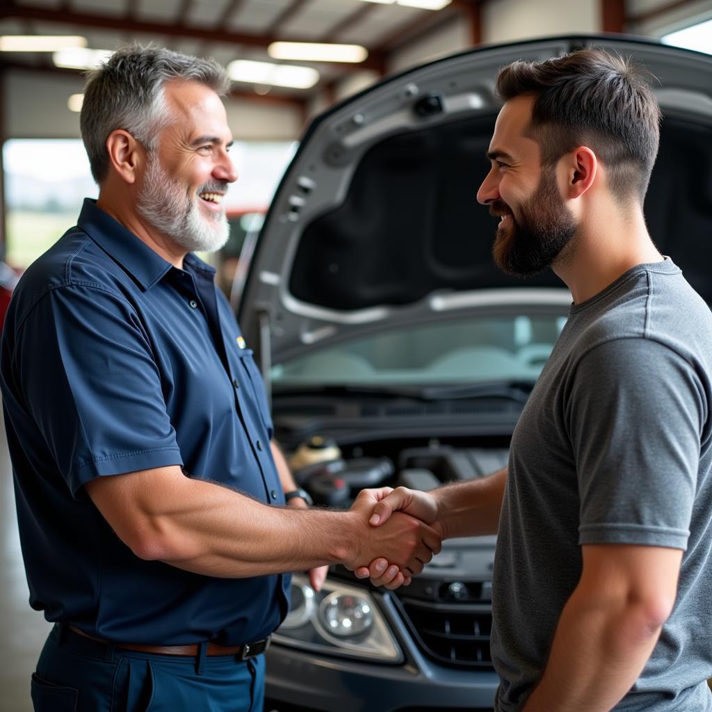 A satisfied customer at a car service center in Ashtead Juan